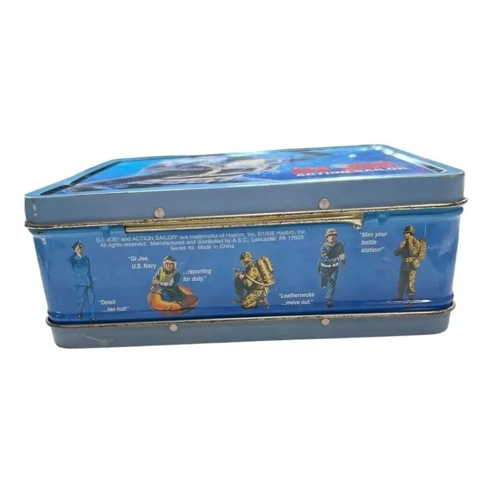 Vintage Hasbro Kids G.I. Joe Action Sailor Tin Box Metal Lunchbox Blue Multi OS
